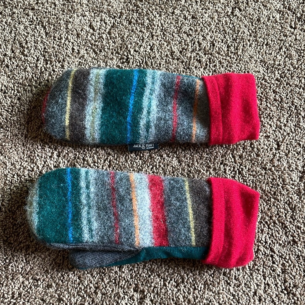 Jack & Mary Designs wool mittens upcycled